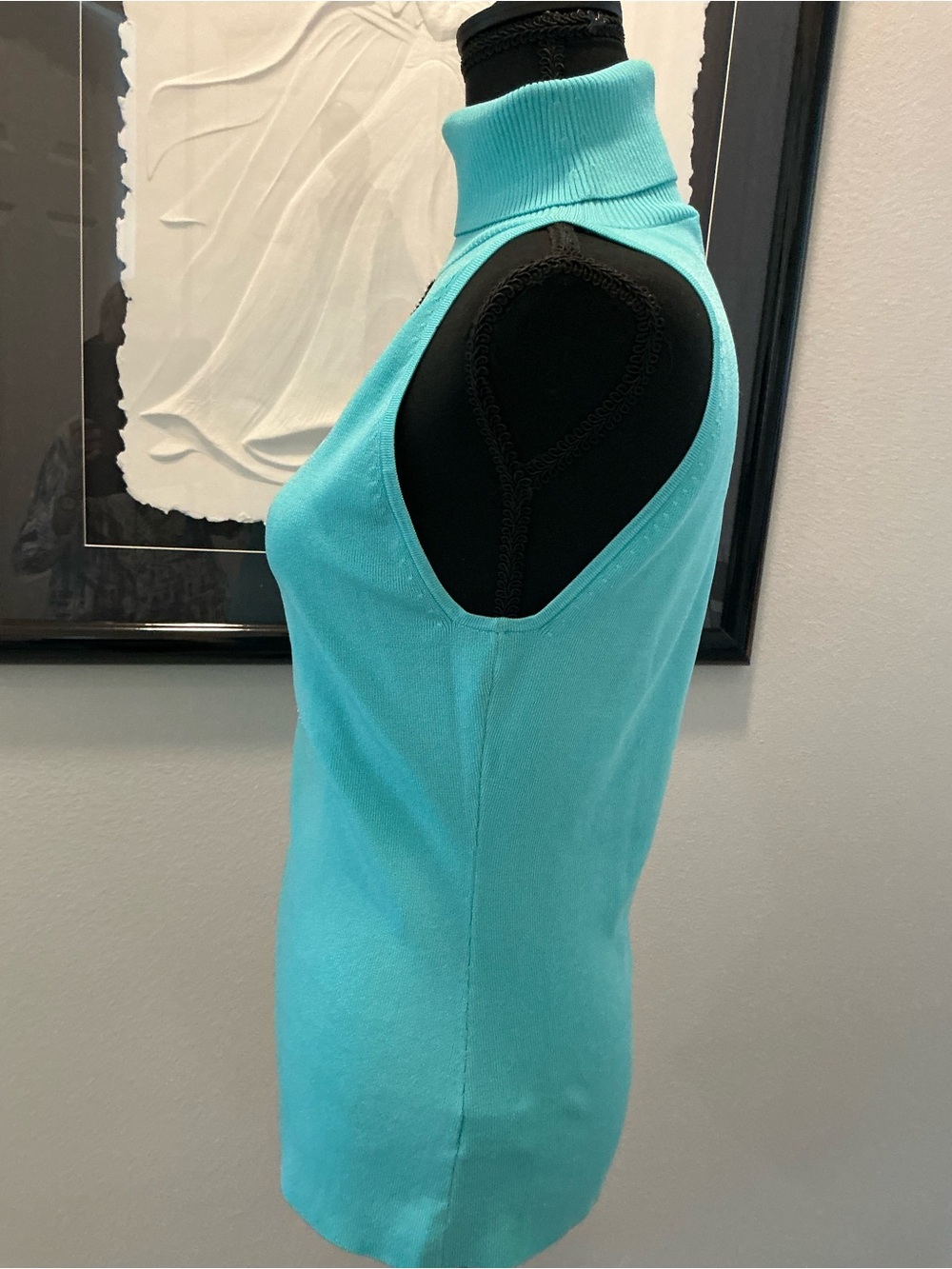 Cache women’s large turquoise sleeveless turtleneck rhinestone evening, Top - Picture 10 of 10